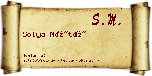 Solya Máté névjegykártya